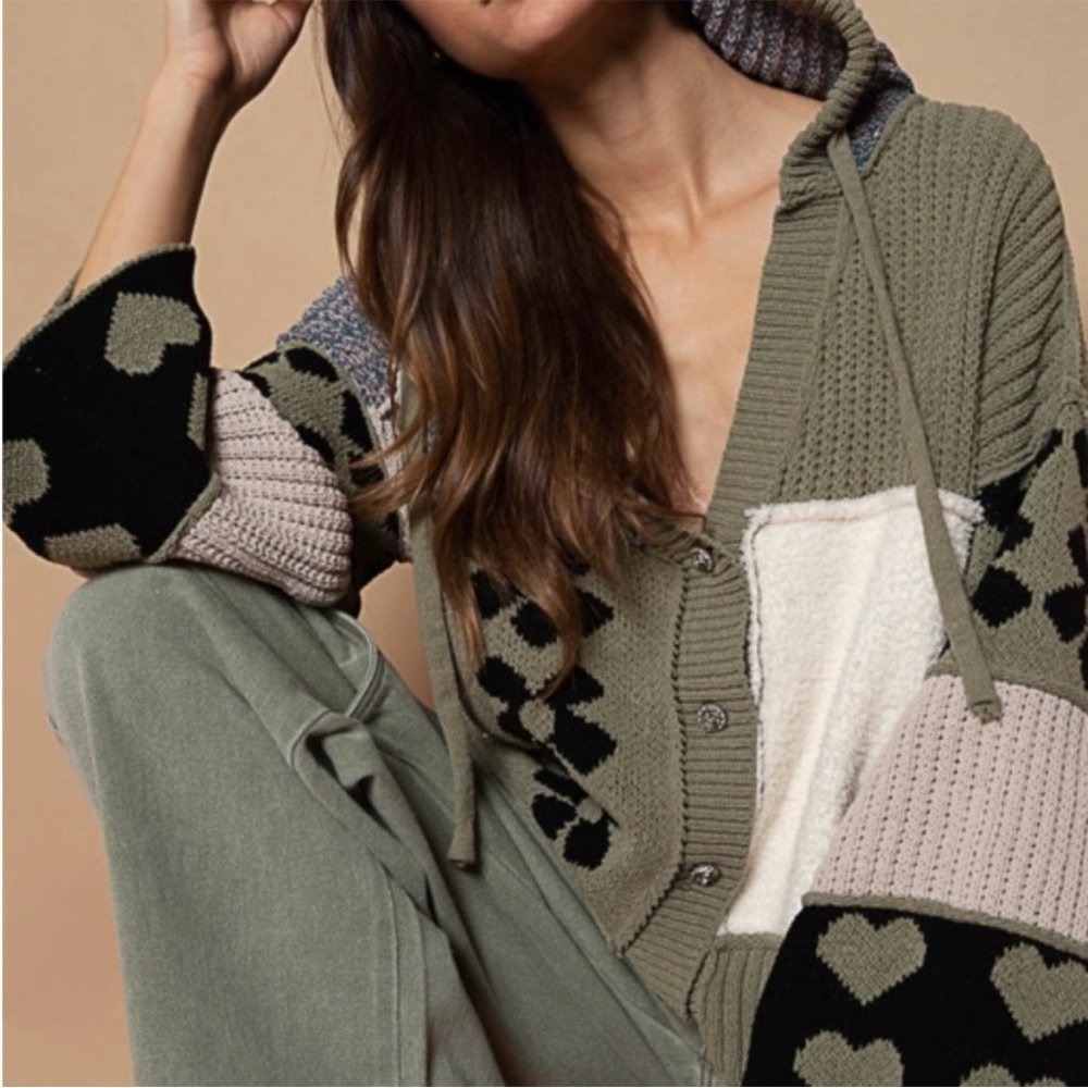 POL Multicolor Heart Pattern Sweater - image 3